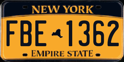 NY license plate FBE1362