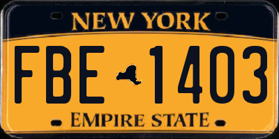 NY license plate FBE1403