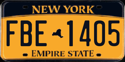 NY license plate FBE1405
