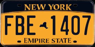 NY license plate FBE1407