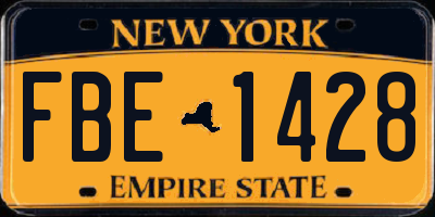 NY license plate FBE1428