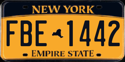 NY license plate FBE1442