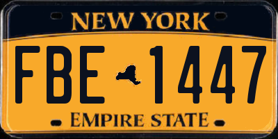 NY license plate FBE1447