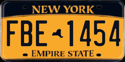 NY license plate FBE1454