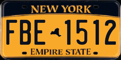 NY license plate FBE1512