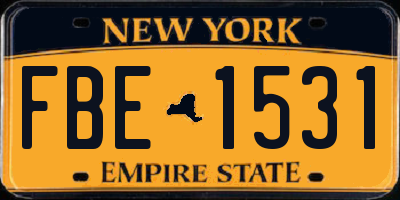 NY license plate FBE1531