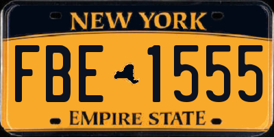 NY license plate FBE1555