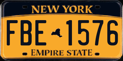 NY license plate FBE1576