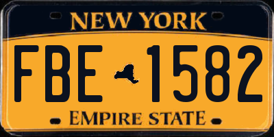 NY license plate FBE1582