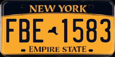 NY license plate FBE1583