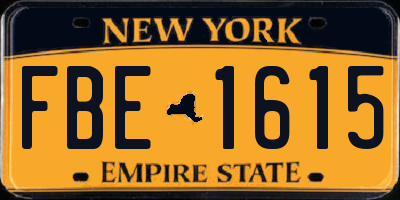 NY license plate FBE1615