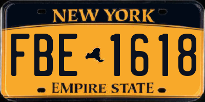 NY license plate FBE1618