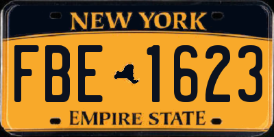 NY license plate FBE1623
