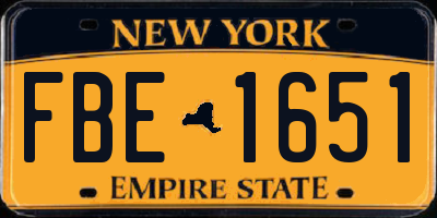 NY license plate FBE1651