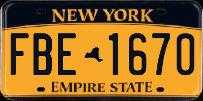 NY license plate FBE1670