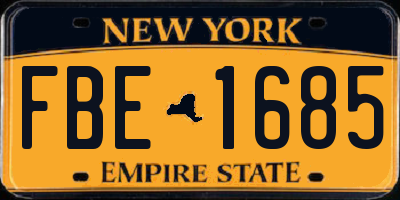 NY license plate FBE1685
