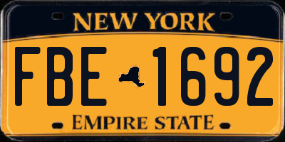 NY license plate FBE1692
