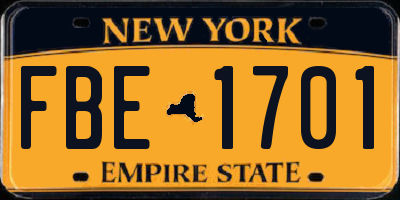 NY license plate FBE1701