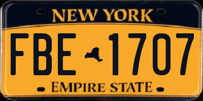 NY license plate FBE1707