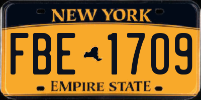 NY license plate FBE1709