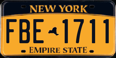 NY license plate FBE1711