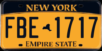 NY license plate FBE1717