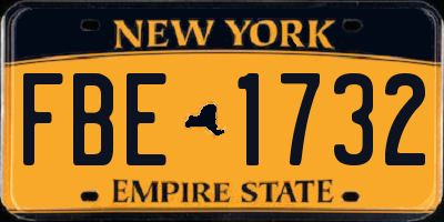NY license plate FBE1732