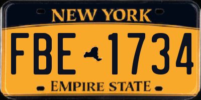 NY license plate FBE1734
