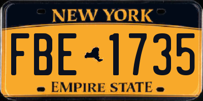 NY license plate FBE1735