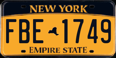 NY license plate FBE1749