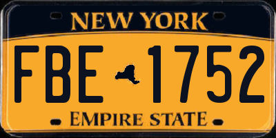 NY license plate FBE1752