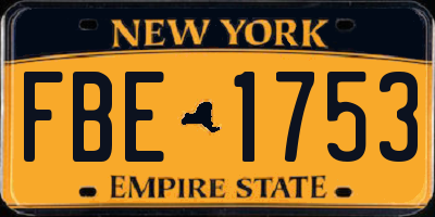 NY license plate FBE1753
