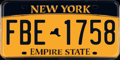 NY license plate FBE1758