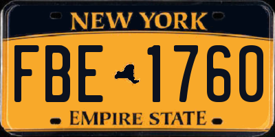 NY license plate FBE1760