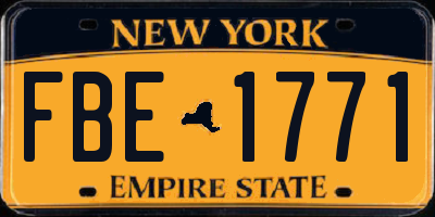 NY license plate FBE1771