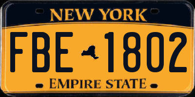 NY license plate FBE1802
