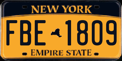 NY license plate FBE1809
