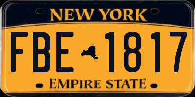 NY license plate FBE1817