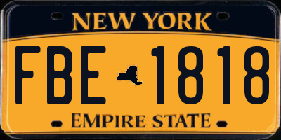 NY license plate FBE1818