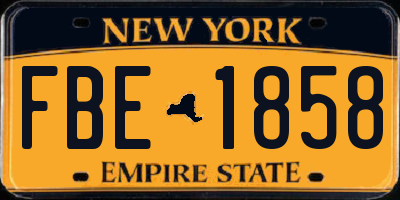 NY license plate FBE1858