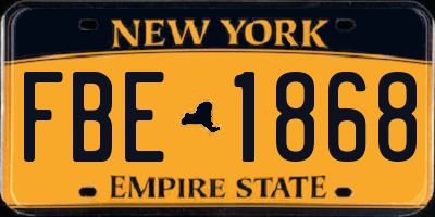 NY license plate FBE1868