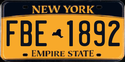 NY license plate FBE1892
