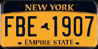 NY license plate FBE1907
