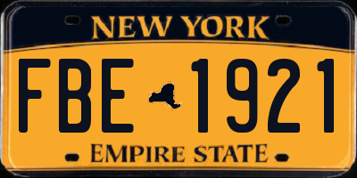 NY license plate FBE1921