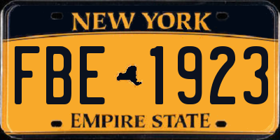 NY license plate FBE1923