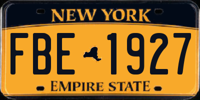 NY license plate FBE1927