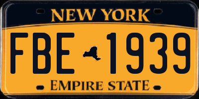 NY license plate FBE1939