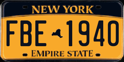 NY license plate FBE1940
