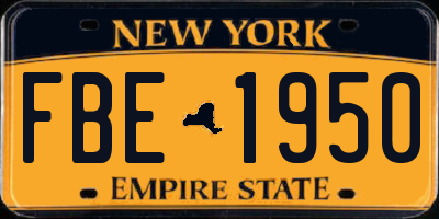 NY license plate FBE1950