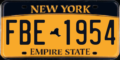 NY license plate FBE1954